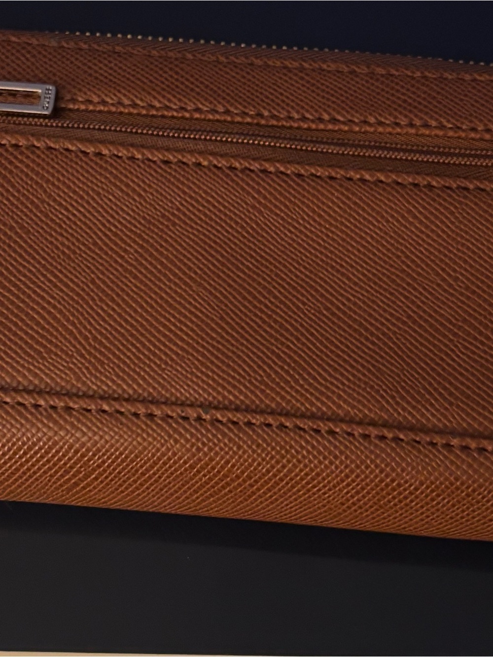 GUESS Brown Saffiano Wallet with Silver Logo Emblem - Picture 2 of 6